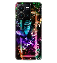 Vivo Y22 Kılıf Silikon Desen Özel Seri Butterfly Neon 1684