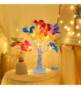 Led Işıklı Çiçek Masa Lambası, Renkli, 35x35