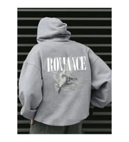Unisex Romance Sirt Detayli Baskılı Oversize Sweatshirt (Gri)