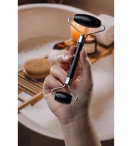 Oniks Doğal Taş Gümüş Face Roller Çift Taraflı Masaj Aleti