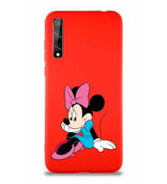 Huawei P Smart S Soft Premier Kapak Minnie Mouse-E Tasarımlı Silikon Kılıf - Kırmızı (Şeffaf)