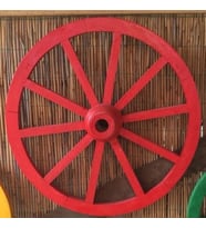 Otantik Çarşı Ahşap At Arabası Tekeri 70 cm.Kırmızı Renk