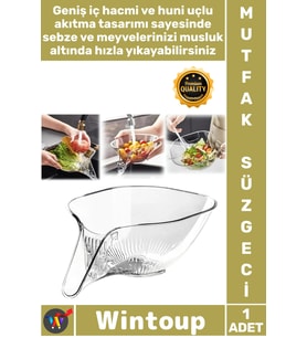 #Süzgeç Mutfak Gereci Hızlı Şeffaf Yemek Kasesi Çıkarılabilir Filtreli Meyve Sebze Yıkama Süzgeci