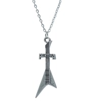 Pantera Elektro Gitar  Zincir Kolye - Gümüş Kaplama - Erkek Kadın Kolye - Kod:1079