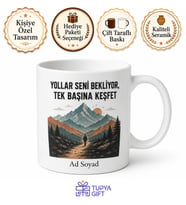 Tek Başına Keşfet Yazılı Baskılı Kupa Bardak Gezgin Hediye Seyahat
