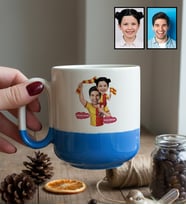 Kişiye Özel Karikatürlü Sarı Kırmızı Taraftar Baba Kız Kupa Bardak Pro Babalar Günü Hediyesi