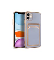 Apple iPhone 12 Uyumlu Kılıf Zore Bark Kartlıklı Kapak (Lila)