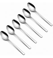 Çay Kaşığı, 6'lı Paslanmaz Çelik Kaşık Seti, Gümüş Metal 10 cm, 6 Adet
