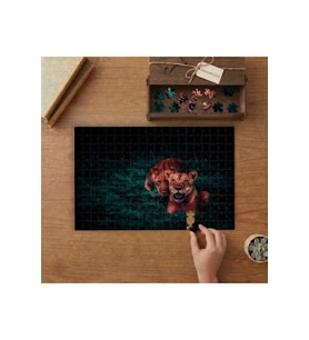 Aslanlar - Vahşi Hayvanlar Tasarımı 240 parça Ahşap Puzzle Ahşap Kutuda MP03080