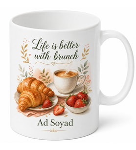 Brunch Temalı Özel Tasarım Baskılı Porselen Kupa Bardak Hediye