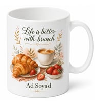 Brunch Temalı Özel Tasarım Baskılı Porselen Kupa Bardak Hediye