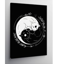 Kanvas Tablo Yin-Yang Kediler ve Denge