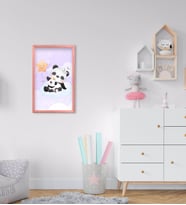 BK Home Tatlı Pandalar Tasarımlı Dekoratif Pembe Ahşap Çerçeveli Çocuk Odası Tablo-2