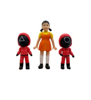 Squid Game Bebek Kare Üçgen Asker Kalamar Oyunu Oyuncak Seti (Kırmızı)