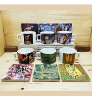 Dali, Van Gogh, Picasso, Kandinsky, Klimt, Monet Tasarımlı 6'lı Fincan ve Taş Bardak Altlığı Seti
