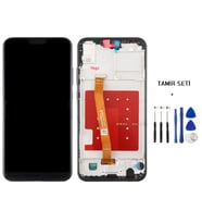 Tkgz P20 Lite Uyumlu Lcd Ekran Dokunmatik Servis Lcd ÇITALI SİYAH + TAMİR SETİ