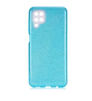 Galaxy A12 Kılıf Simli Renkli Silikon (Mavi)