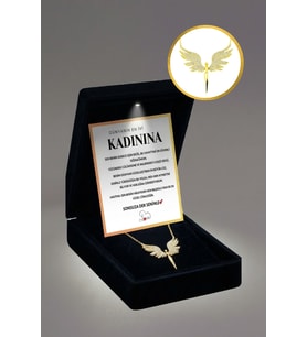 14 Şubat Sevgililer Günü Hediye "Kadınıma" Trend Melek Çelik Kolye  Işıklı Premium Kutu Mesaj Kart (Gold)