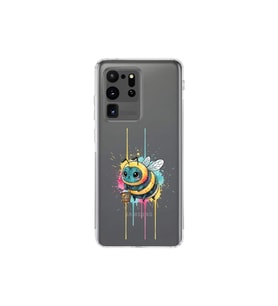 Samsung Galaxy S20 Ultra ile uyumlu Splash arı tasarımlı şeffaf silikon kılıf