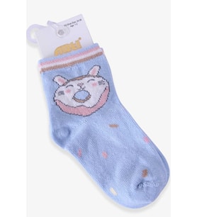 Katamino Kız Çocuk Soket Çorap Donut Desenli 1-2-9-10 Yaş, Açık Mavi