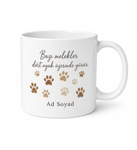 Kişiye Özel Köpek Patili Baskılı Kupa Bardak İsimli Hediye