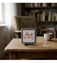 Meow Detaylı Zarif Dekoratif Aksesuar, Modern ve Sempatik Duruşuyla Çalışma Masası İçin 10x10 cm