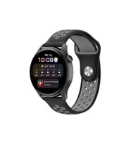 Uray store Watch 20mm Spor Delikli Kordon - Siyah-Gri