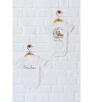 Pia Baby Premium %100 Pamuk İsme Özel Organik Baskılı İkili Set Çıtçıtlı Bebek Body Zıbın Modelleri 5048-17 (Ekru)