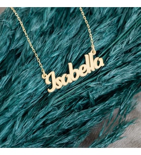 Dkmn Silver Isabella İsimli Kolye Kadın Gümüş Kolye (Gold)