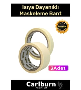 Isıya Dayanıklı Krep Kağıt Kolay Sökülebilen Kağıt 25mt Maskeleme Boya Badana Bandı - 3 Adet