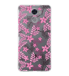 Huawei Y7 Prime Uyumlu Kapak Floral Pembe Tasarımlı Şeffaf Silikon Kılıf