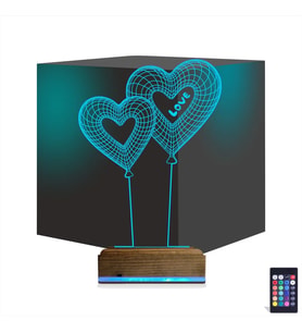 Luvivia Balon Kalp Love Sevgiliye Hediye 3D Lamba - Masa Gece Lambası