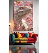 PEMBE T-REX V1 Ev Duvar Salon Güzellik Salonu Ofis Dükkan Dekarasyon Kanvas Tablo (Çok Renkli)