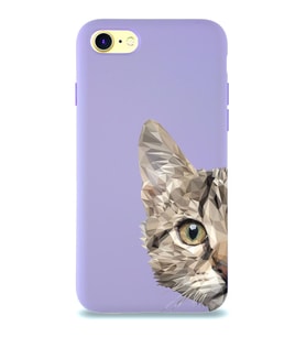 Apple iPhone SE 2022 Uyumlu Lansman Kılıf Catface Tasarımlı İçi Kadife Kapak-Lila (Şeffaf)