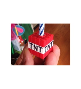 Minecraft Temalı Mumluk - Doğum Günü Süsü - Tnt Mumluk