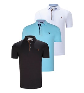 ÜÇLÜ SET T8582 DEWBERRY ERKEK T-SHIRT-SİYAH-BEYAZ-CAMGÖBEĞİ (Karışık)