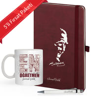 Kişiye Özel UV Baskılı 5 li Öğretmenler Günü Temalı Atatürk Siluletli  Defter & Beyaz  Kalem ve En İyi Öğretmen  Kupa Seti