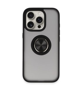 Apple İphone 16 Pro Kılıf Montreal Yüzüklü Silikon Kapak - Siyah