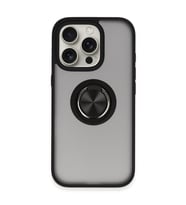 Apple İphone 16 Pro Kılıf Montreal Yüzüklü Silikon Kapak - Siyah