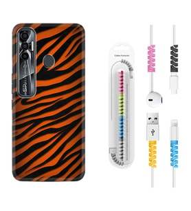 Tecno Spark 6 6 Go 8C 8 Pro 7 7 Pro Kılıf Kablo Koruma Spiral Silikon Leopar Yeni 1676
