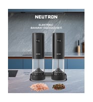 Neutron NTL-PG-33D Dıştan Öğütme Ayarlı Pilli Tuz Karabiber Değirmeni Baharat Öğütücü 2li Paket