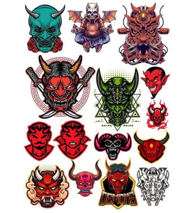 Kuru Kafa Şeytan Sticker Set 14 Parça Telefon, Tablet, Defter, Laptop Sticker