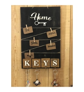 Dekoratif Home Keys Ahşap Resimlik ve Notluk (Kahverengi)