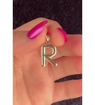 14 Ayar Altın R Harf Kolye Ucu (Rose)