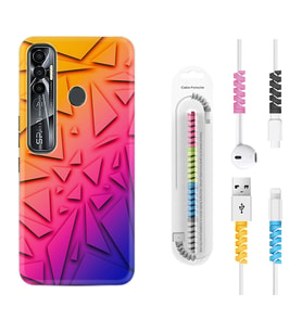 Tecno Spark 6 6 Go 8C 8 Pro 7 7 Pro Kılıf Kablo Koruma Spiral Silikon Üçgenler 1635