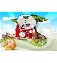 Çiftlik ve Yumurta Temalı Doğum Günü Afişi 70x100 cm