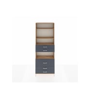 Arges Dolap 4 Raflı 5 Çekmeceli 88x30x243 Çam-Antrasit