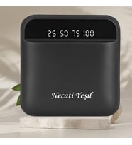 KİŞİYE ÖZEL İSİM BASKILI LED IŞIKLI HIZLI ŞARJ POWERBANK (Siyah)