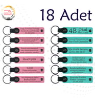 Pembe & Turkuaz, 18’li Set, Kişisel Mesajlı Deri Anahtarlık, Türkçe Öğretmeninden Karne Sürprizi