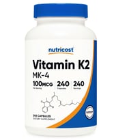 Nutricost Vitamin K2 (MK4) 240 Capsules (100mcg).Abd Menşei (Renksiz)